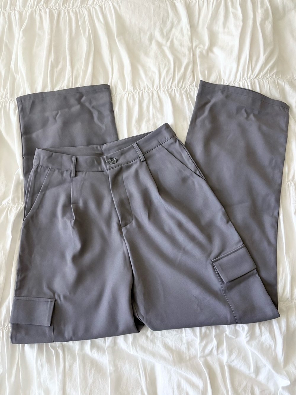 Gray Cargo Trousers with Utility Pockets